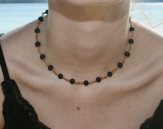 Black and gold beaded necklace