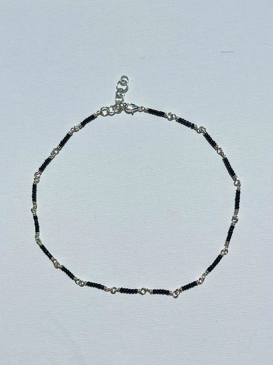 Black and sterling silver layering necklace